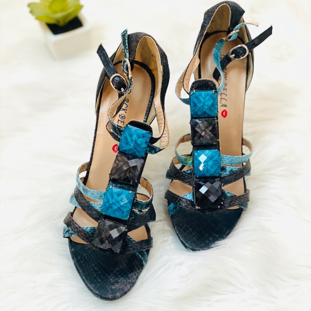NEW blue studded stiletto heels